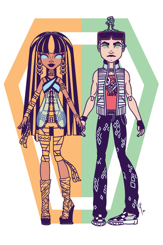 Teen Monster Couple Doll 6x9 Print