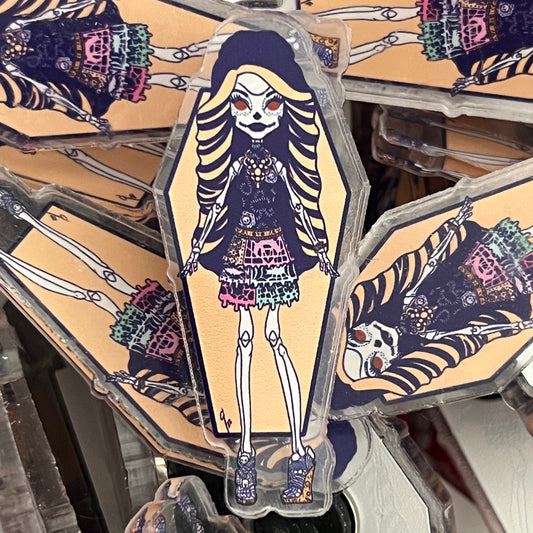 Teen Skeleton Doll Acrylic Pin