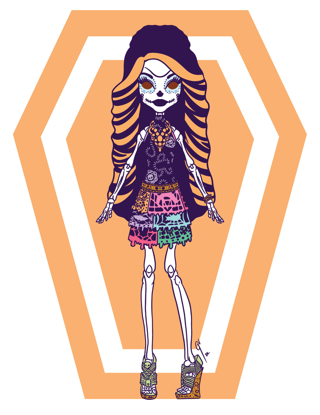 Teen Skeleton Doll Print